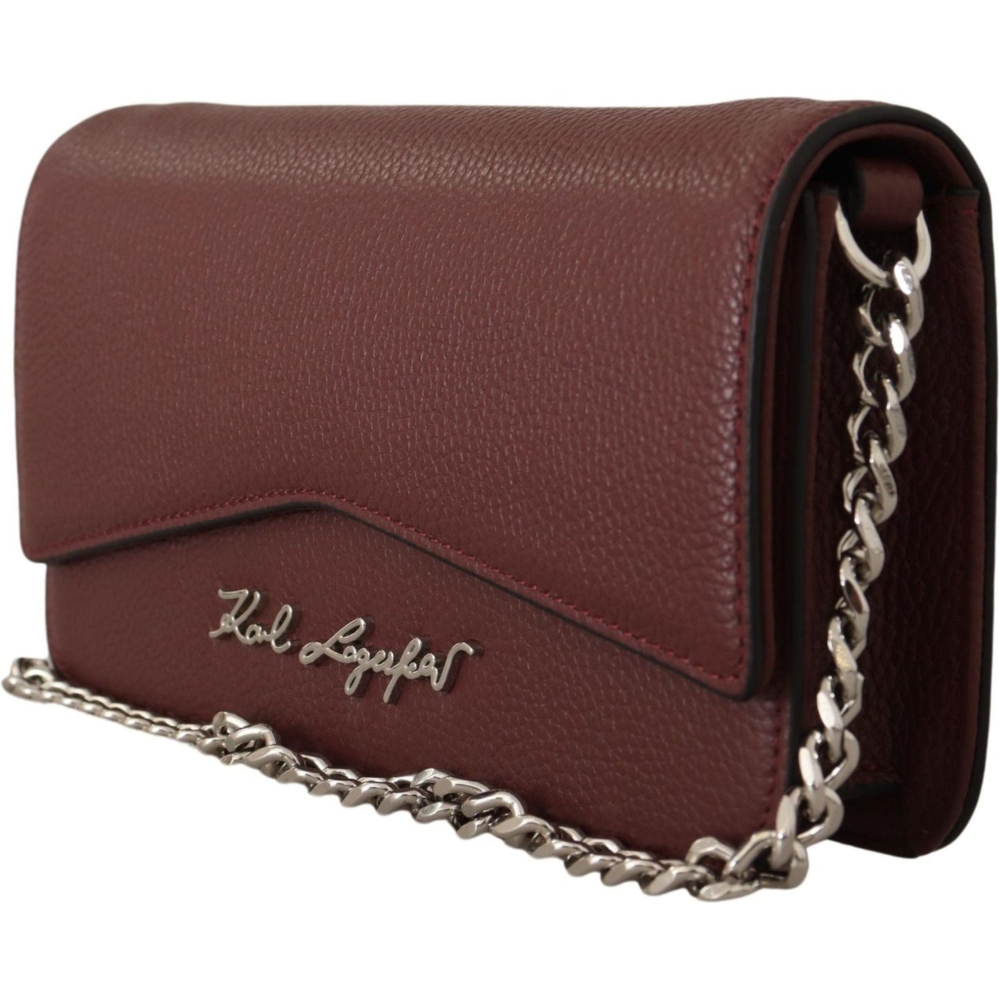 Karl Lagerfeld Elegant Wine Leather Evening Clutch Karl Lagerfeld