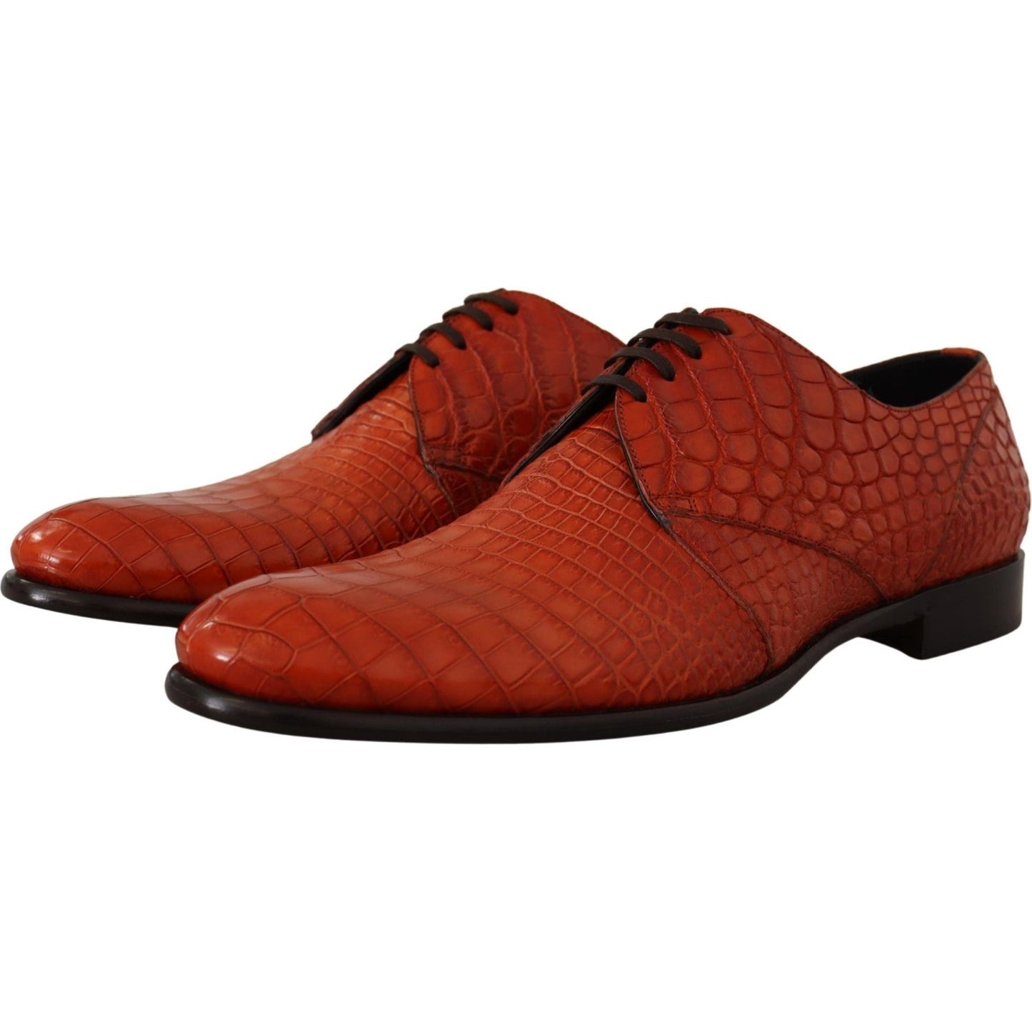 Dolce & Gabbana Exotic Orange Croc Leather Laceup Dress Shoes Dolce & Gabbana