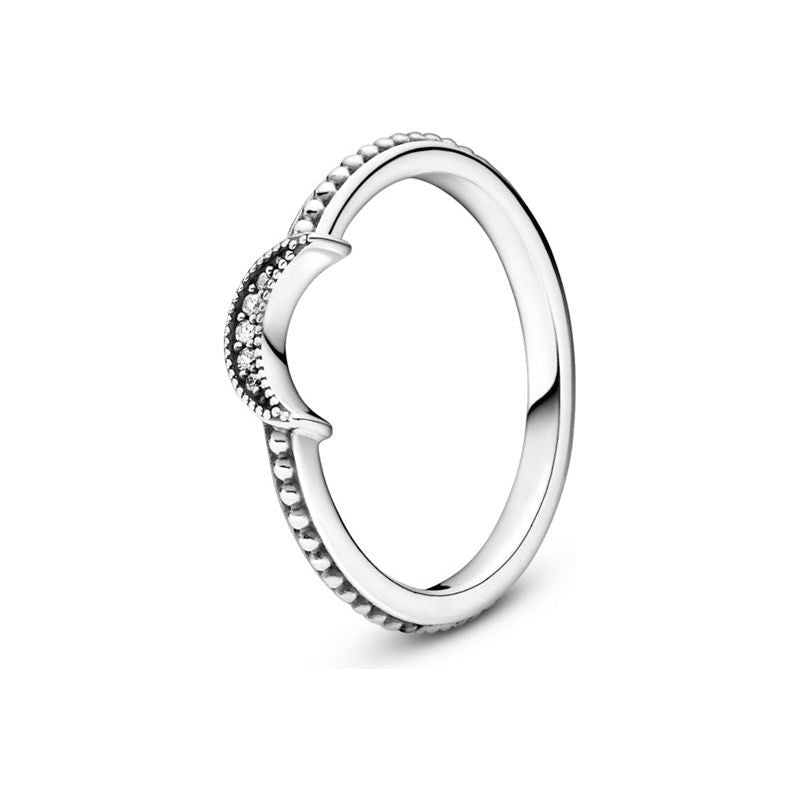 PANDORA JEWELS Mod. CRESCENT MOON BEADED - RING - Size 48 Ring PANDORA