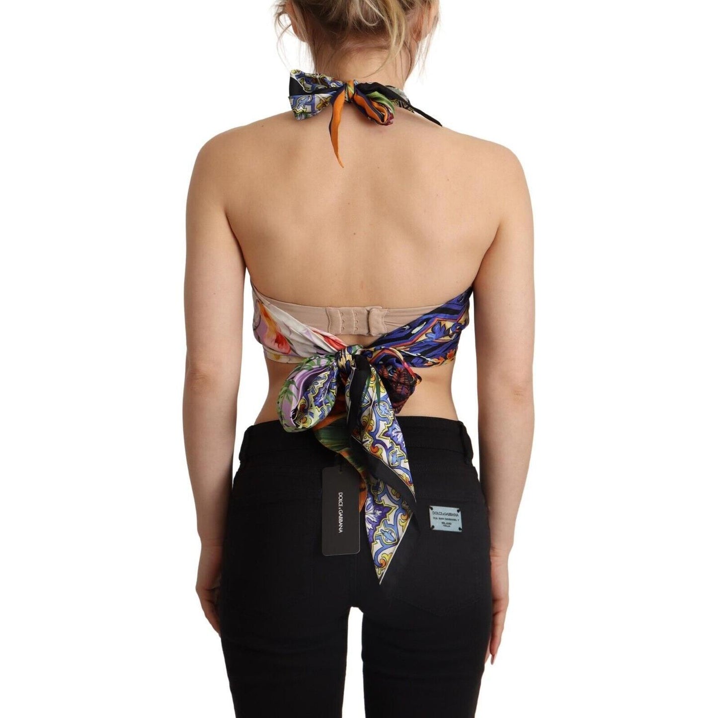 Dolce & Gabbana Sumptuous Silk Halter Cropped Top - Multicolor Dolce & Gabbana