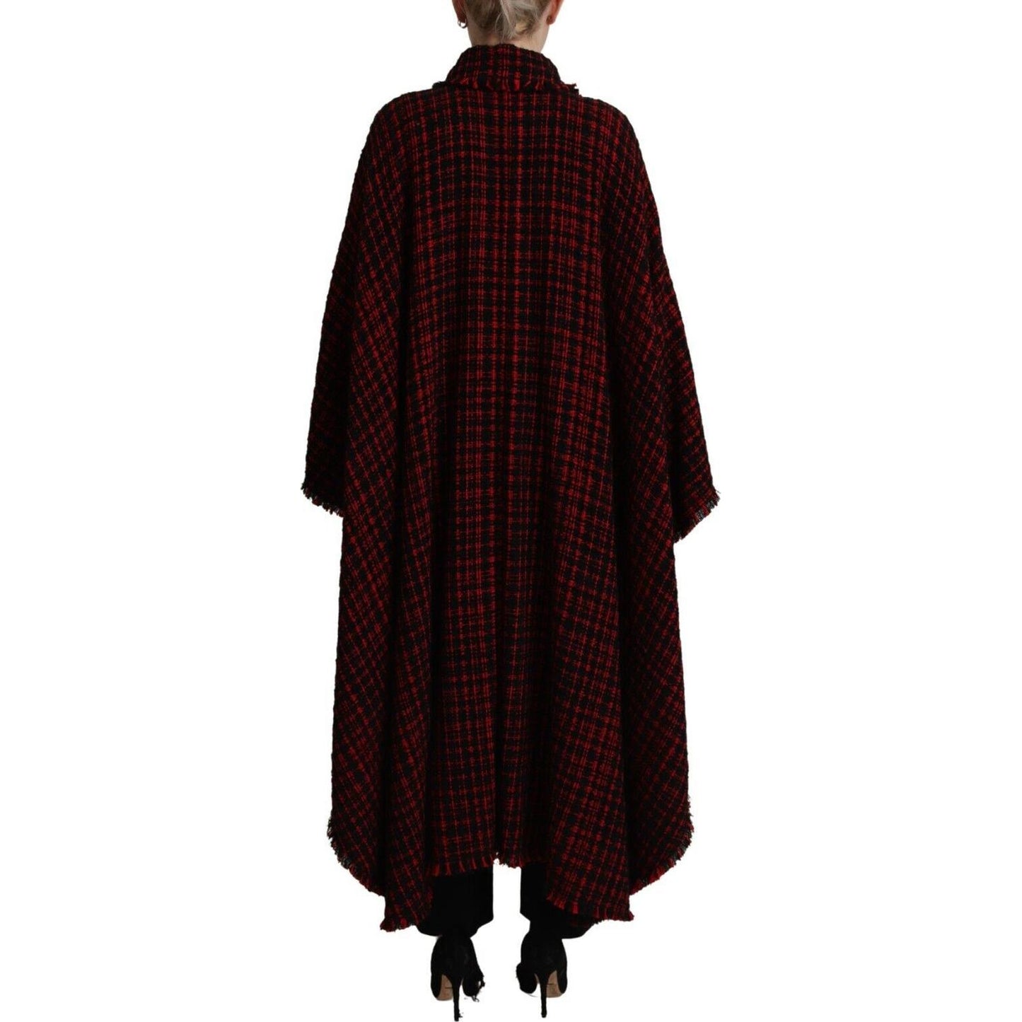 Dolce & Gabbana Elegant Red & Black Long Sleeve Overcoat Jacket Dolce & Gabbana