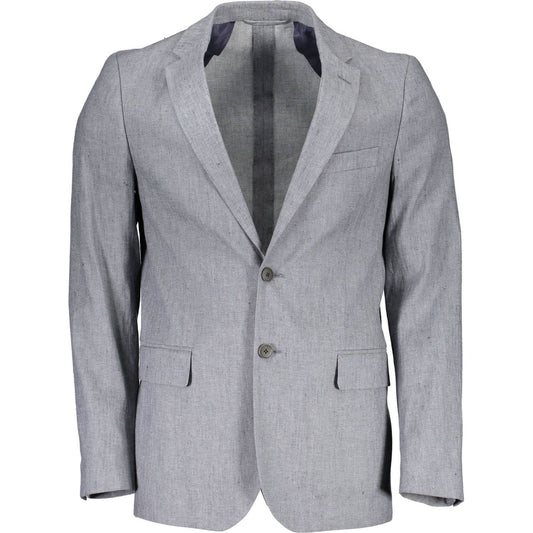 Gant Gray Linen Men Jacket