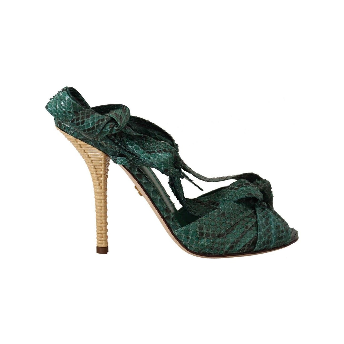 Dolce & Gabbana Emerald Exotic Leather Heeled Sandals Dolce & Gabbana