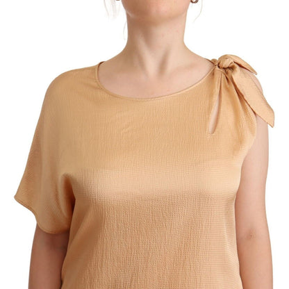 Moschino Beige One Sleeve Knee Length Shift Dress