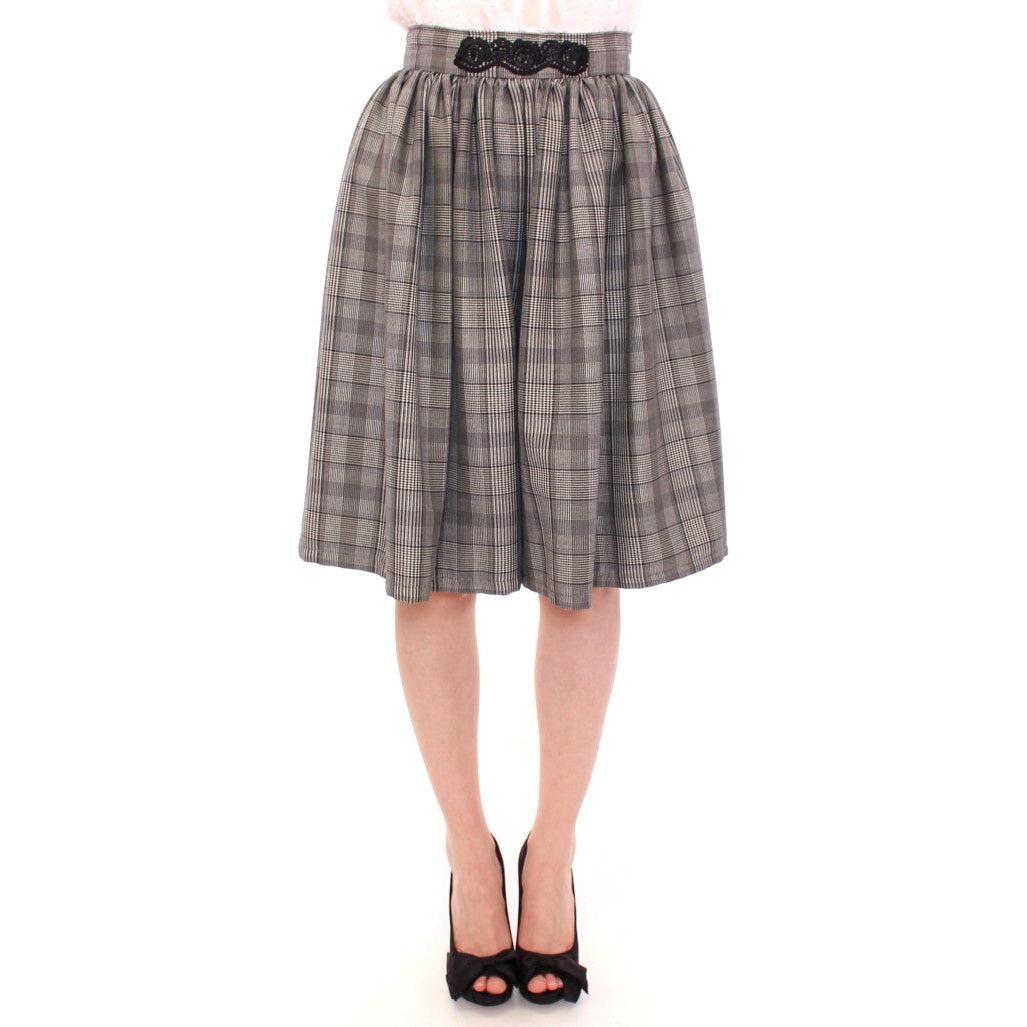 NOEMI ALEMÁN Gray Checkered Wool Shorts Skirt