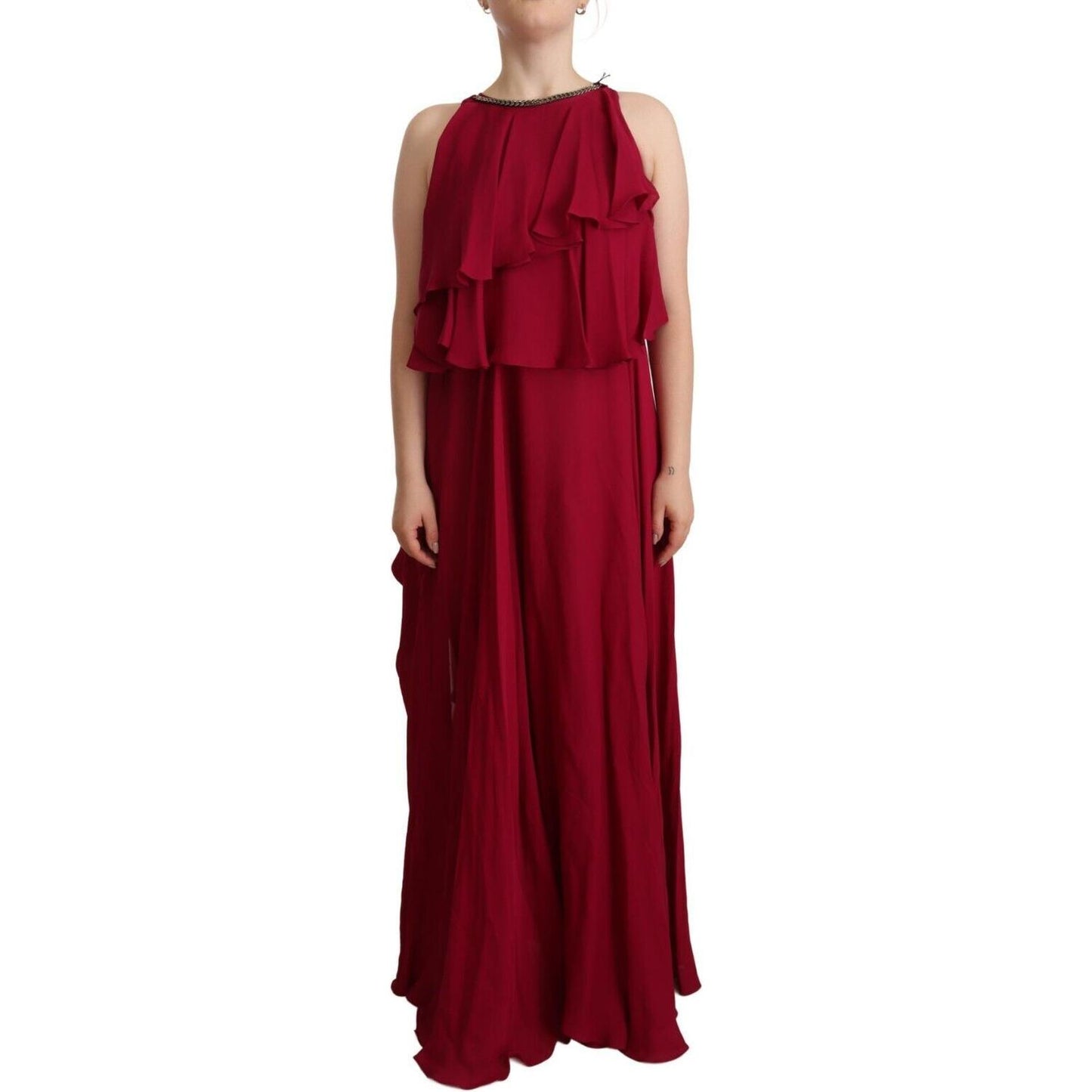 PLEIN SUD Elegant Silk Sleeveless Ruffled Maxi Dress PLEIN SUD