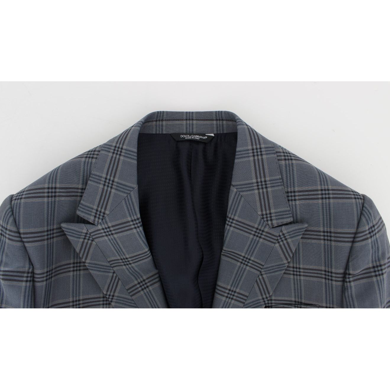 Dolce & Gabbana Elegant Blue Checkered Slim Fit Blazer Dolce & Gabbana