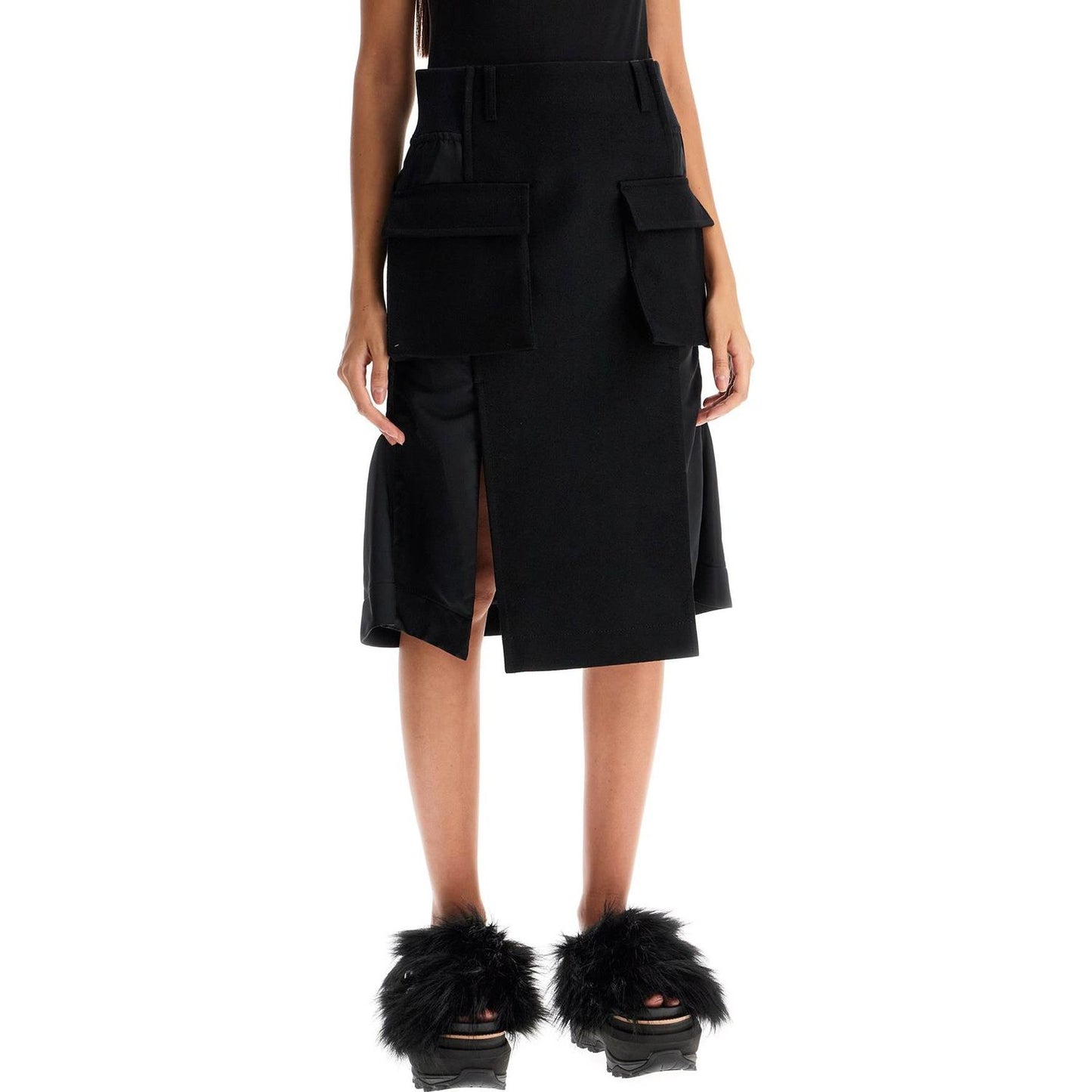 Sacai 'hybrid nylon and wool skirt' Skirts Sacai