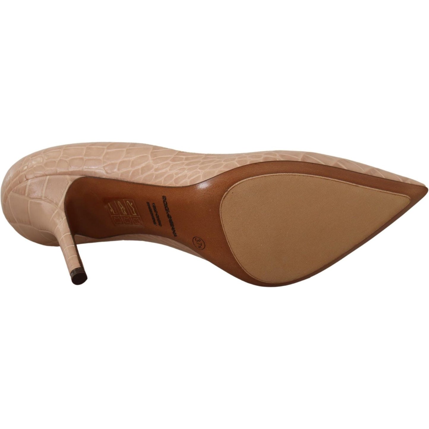 Dolce & Gabbana Elegant Nude Leather Kitten Heels Pumps Dolce & Gabbana