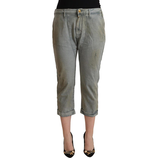 CYCLE Gray 100% Cotton Mid Waist Skinny Cropped Pants