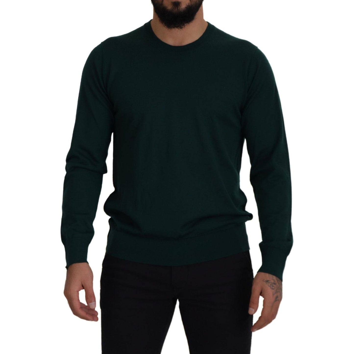 Dolce & Gabbana Elegant Green Crewneck Cashmere Sweater Dolce & Gabbana