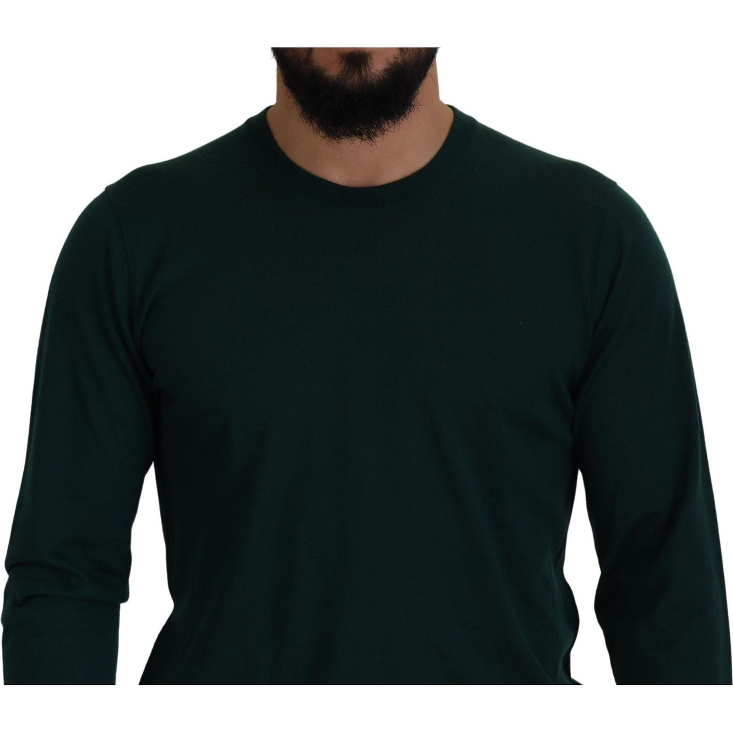 Dolce & Gabbana Elegant Green Crewneck Cashmere Sweater Dolce & Gabbana