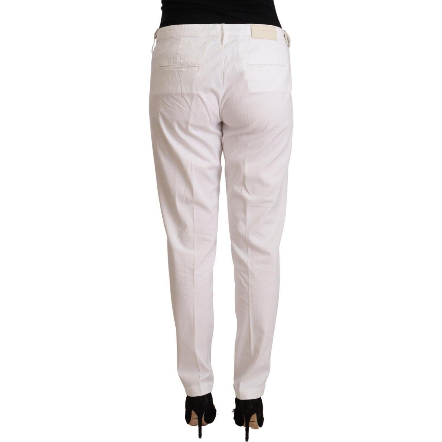 Jacob Cohen White Mid Waist Tapered Birgitte Pants