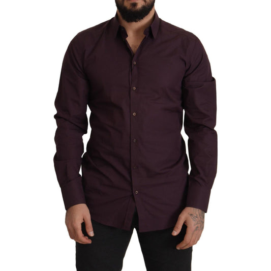 Dolce & Gabbana Purple Cotton GOLD Slim Fit Dress Shirt Dolce & Gabbana