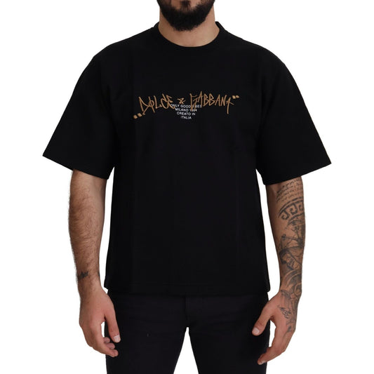 Dolce & Gabbana Black Logo Cotton Crewneck T-shirt Dolce & Gabbana