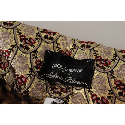 Dolce & Gabbana Brown Leopard Gold Jacquard High Waist Pants