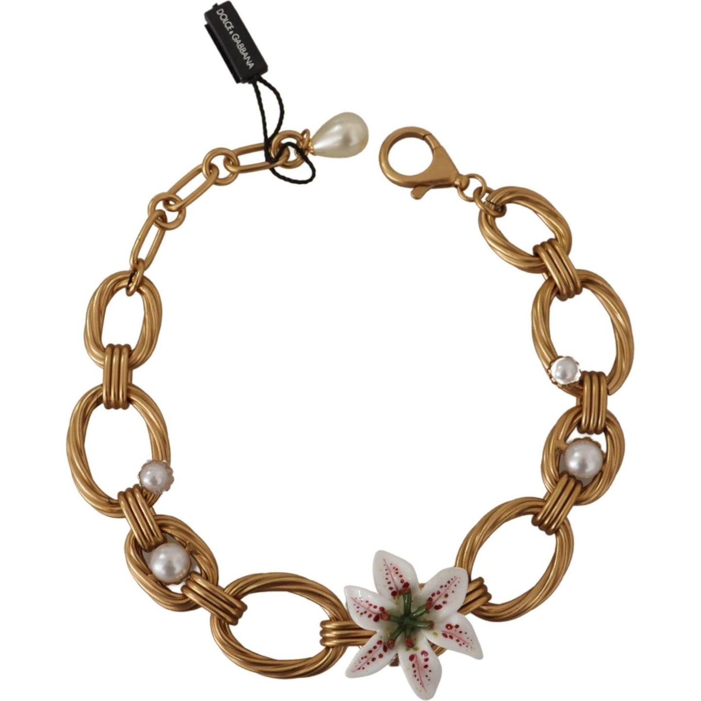 Dolce & Gabbana Elegant Gold Lilly Flower Pendant Necklace WOMAN NECKLACE Dolce & Gabbana