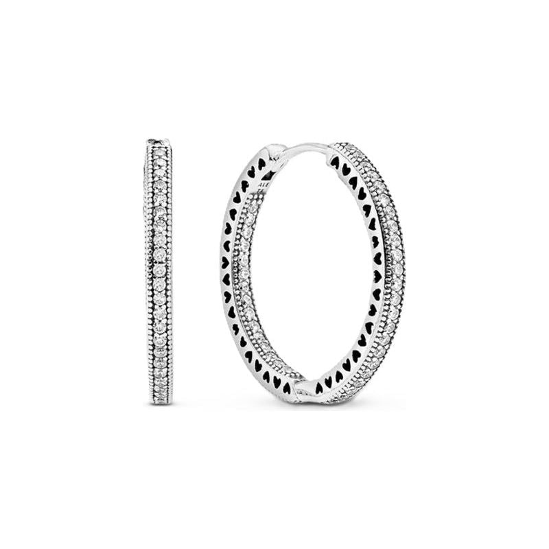 PANDORA JEWELS Mod. SILVER HOOP EARRINGS WITH CUBIC ZIRCONIA Earrings PANDORA