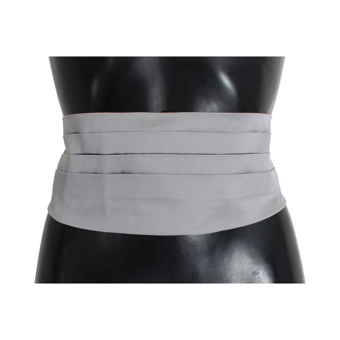 Dolce & Gabbana Gray Waist Belt Silk Cummerbund