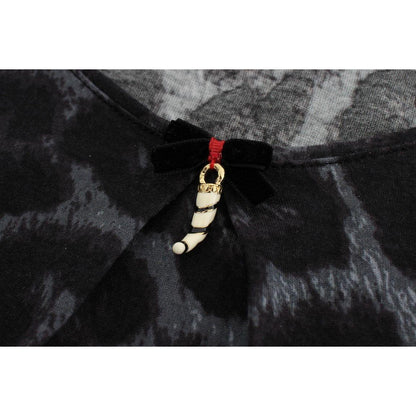 Cavalli Gray Leopard Modal T-Shirt Blouse Top