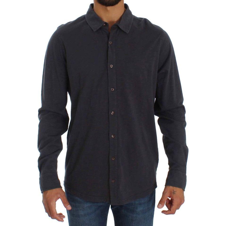 Alpha Massimo Rebecchi Gray Cotton Button Down Casual Shirt