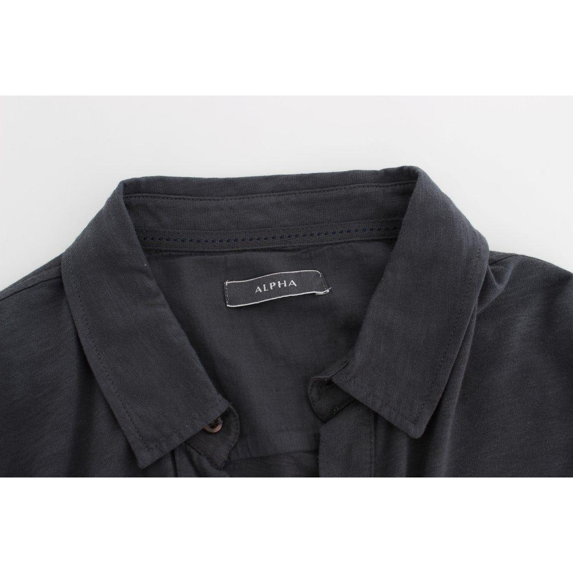 Alpha Massimo Rebecchi Gray Cotton Button Down Casual Shirt