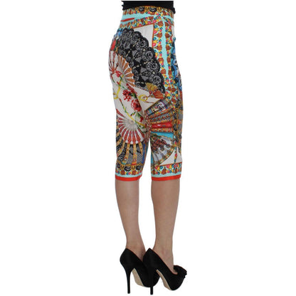 Dolce & Gabbana Multicolor Majolica Sicily Silk Pants