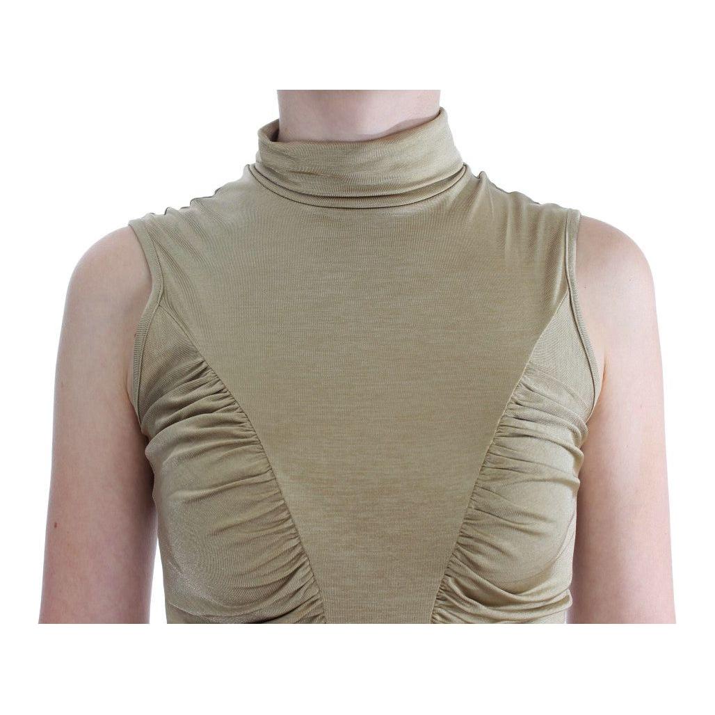 Exte Glamorous Gold Turtleneck Vest Top Exte