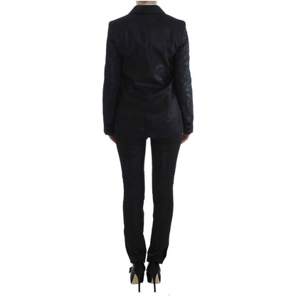 Exte Black One Button Three Piece Suit