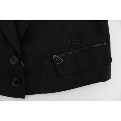 Exte Gray Stretch Gold Studded Short Jacket Coats & Jackets