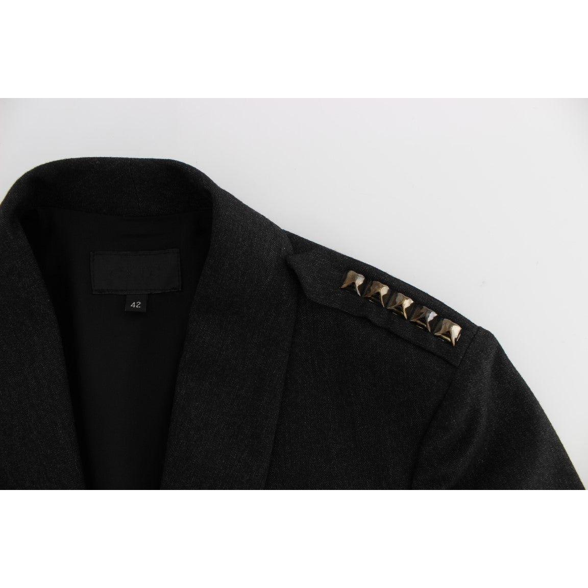 Exte Gray Stretch Gold Studded Short Jacket Coats & Jackets