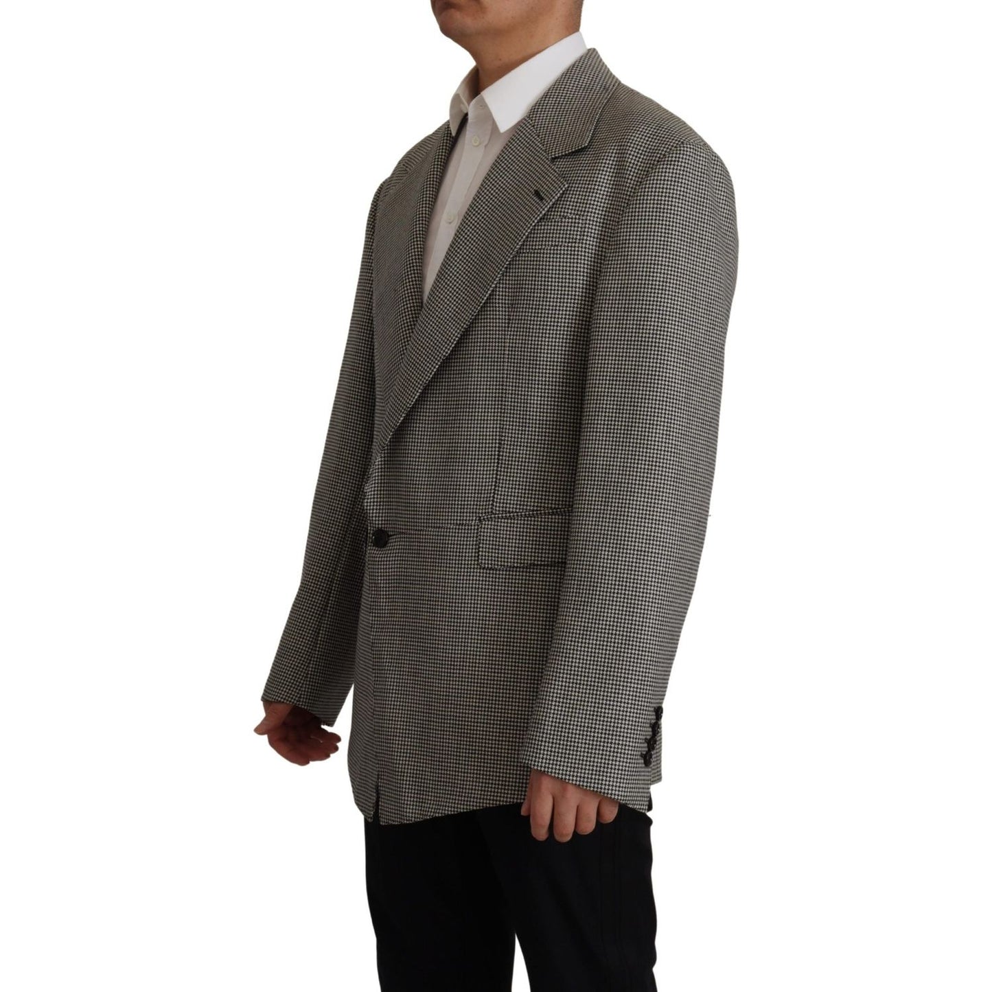Dolce & Gabbana Gray Checkered Single Breasted Jacket Blazer