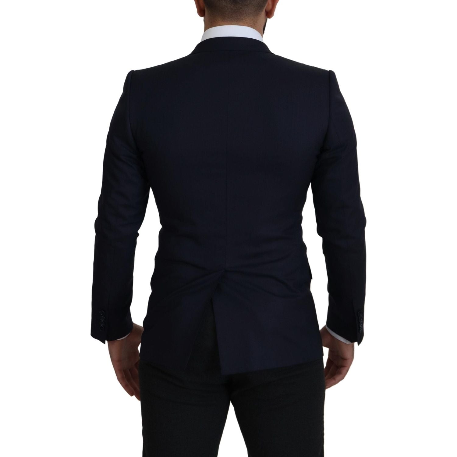 Dolce & Gabbana Blue Wool Single Breasted Coat Blazer