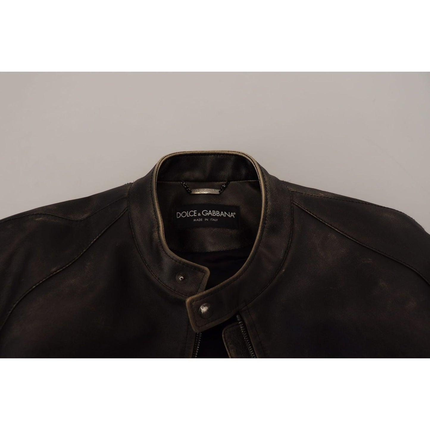 Dolce & Gabbana Elegant Black Leather Jacket with Silver Details Dolce & Gabbana