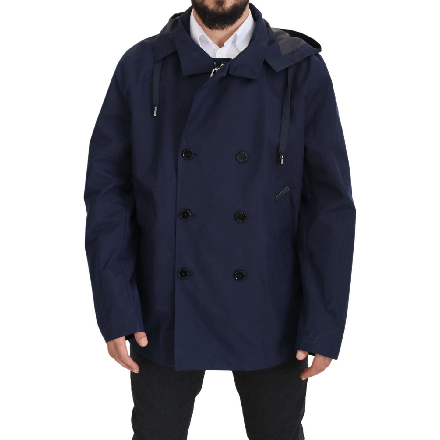 Dolce & Gabbana Elegant Double-Breasted Blue Parka Jacket Dolce & Gabbana