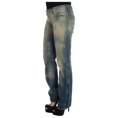 Cavalli Blue Wash Cotton Slim Fit Bootcut Jeans