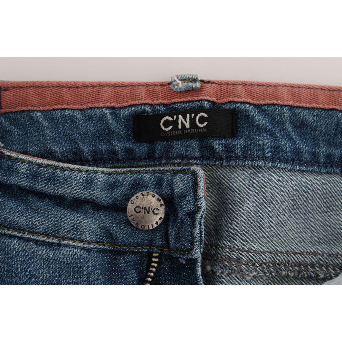 Costume National Blue Cotton Slim Fit Cropped Jeans