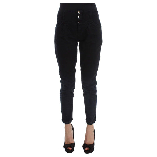 Costume National Black Cotton Slim Fit Cropped Jeans
