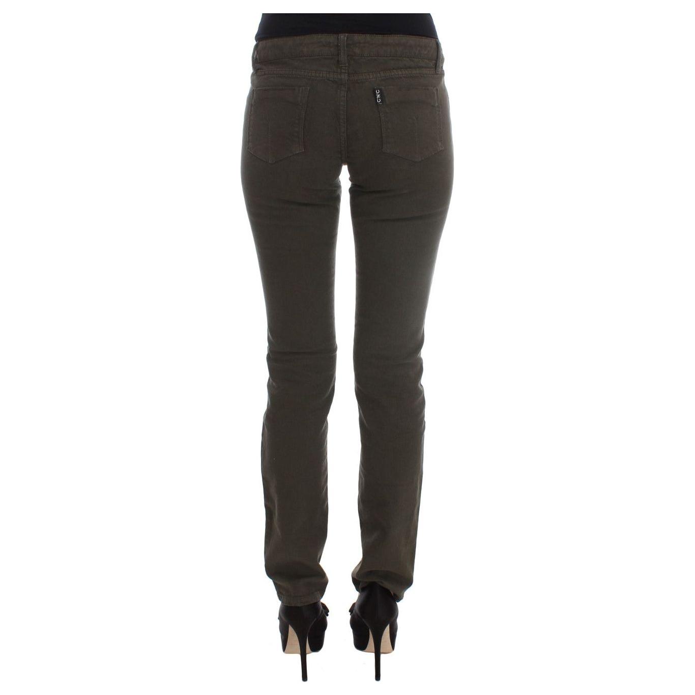 Costume National Green Cotton Blend Slim Fit Jeans