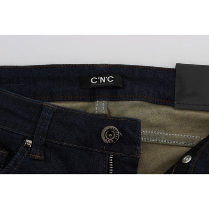 Costume National Blue Cotton Blend Slim Fit Jeans