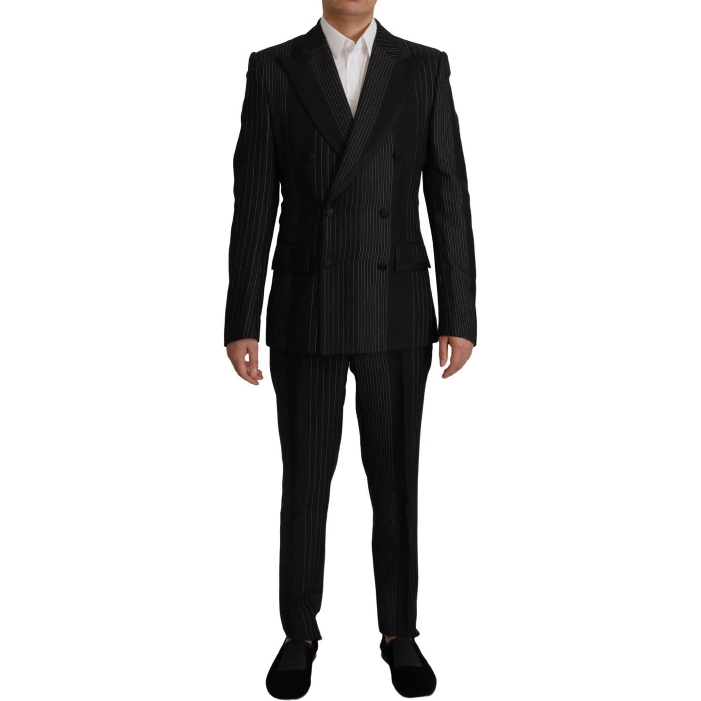 Dolce & Gabbana Elegant Black Striped Slim Fit Two-Piece Suit Dolce & Gabbana