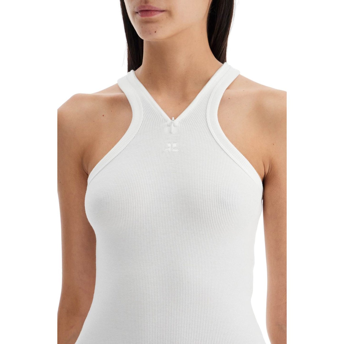 Courreges ribbed tank top with zipper on the neckline