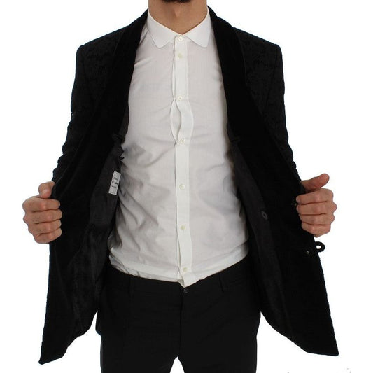 Dolce & Gabbana Elegant Slim Fit Black Silk-Blend Blazer Dolce & Gabbana