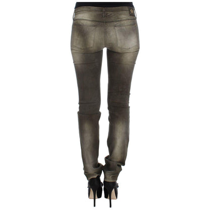 Ermanno Scervino Gray Wash Cotton Blend Slim Fit Jeans