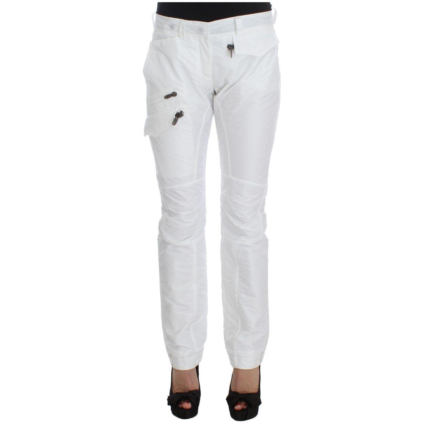 Ermanno Scervino Chic White Nylon Cargo Pants by Italian Designer Ermanno Scervino