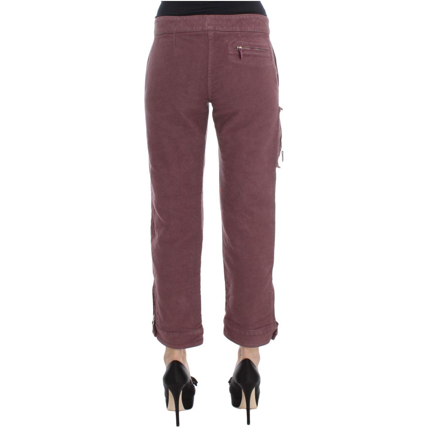 Ermanno Scervino Bordeaux Cotton Cropped Cargo Pants
