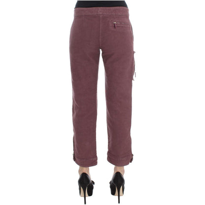 Ermanno Scervino Bordeaux Cotton Cropped Cargo Pants