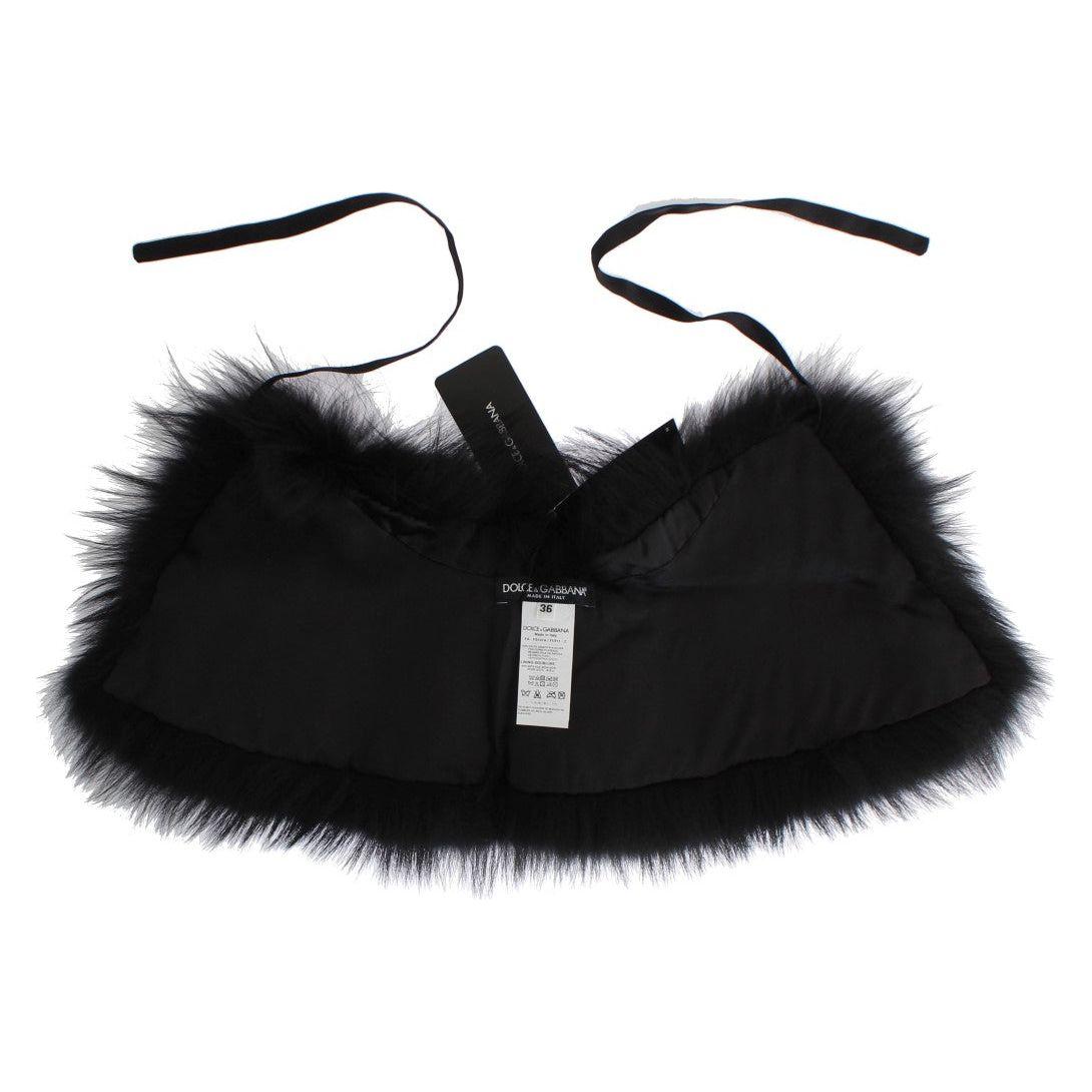 Dolce & Gabbana Black Fox Fur Chic Shoulder Wrap Fur Scarves Dolce & Gabbana