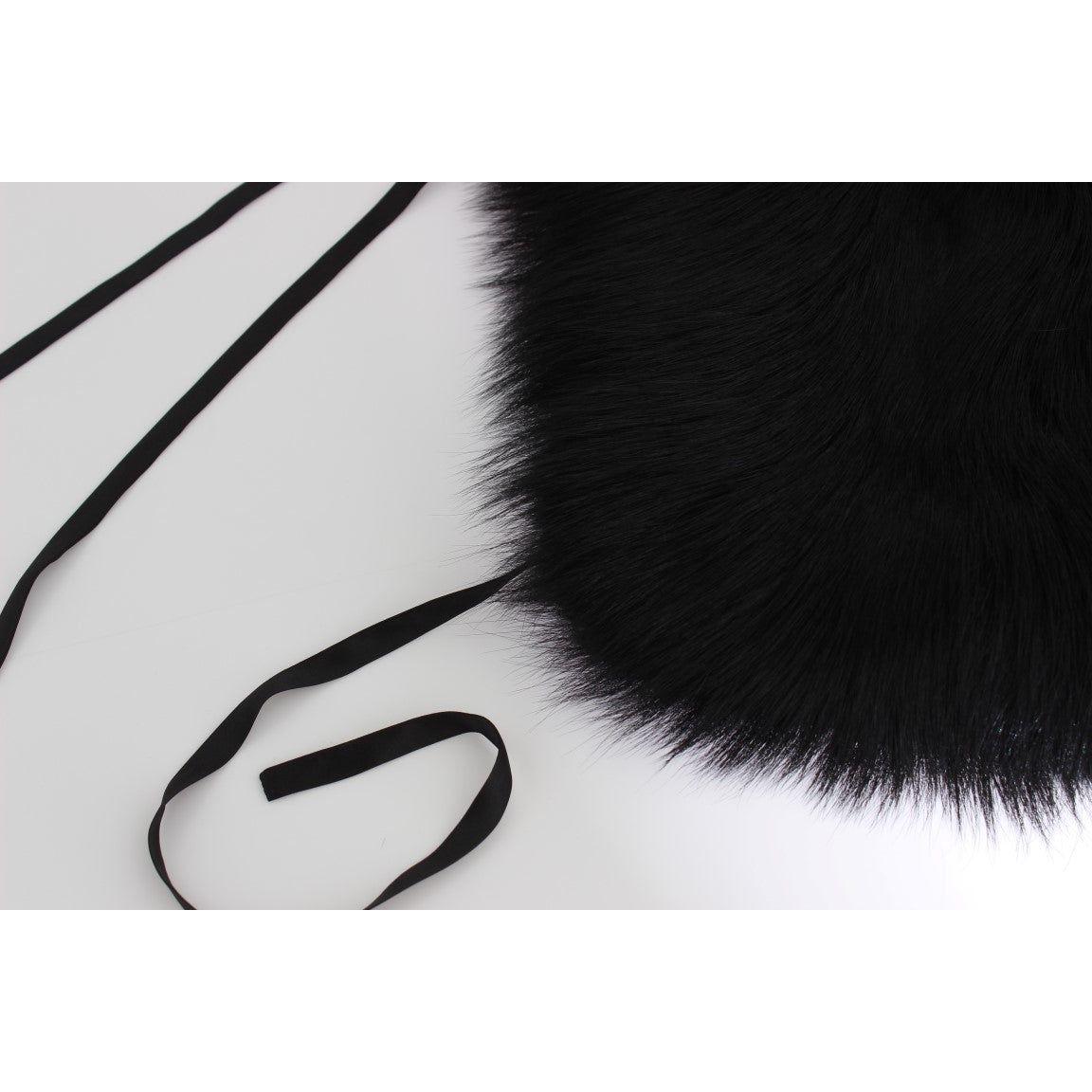 Dolce & Gabbana Black Fox Fur Shoulder Wrap Cover Collar Scarf