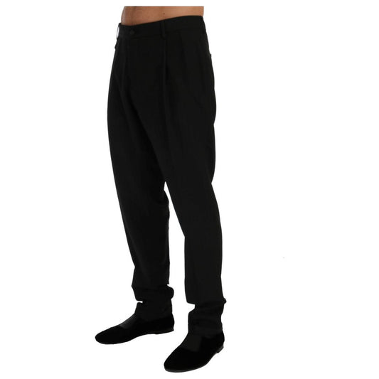 Dolce & Gabbana Elegant Black Striped Straight Fit Dress Pants Dolce & Gabbana